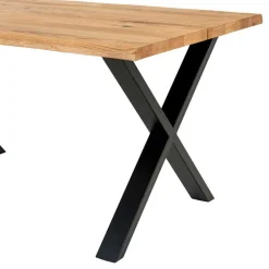 Wohnen Küchen-Essgruppen|Esszimmer Komplett*X-Fuß Esszimmertisch & Kunstlederstühle Braun - Gyrineva (fünfteilig)