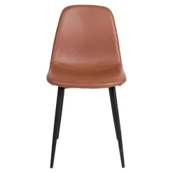 Wohnen Küchen-Essgruppen|Esszimmer Komplett*X-Fuß Esszimmertisch & Kunstlederstühle Braun - Gyrineva (fünfteilig)