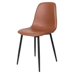 Wohnen Küchen-Essgruppen|Esszimmer Komplett*X-Fuß Esszimmertisch & Kunstlederstühle Braun - Gyrineva (fünfteilig)