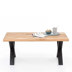 Wohnen X-Fuß Sofatisch mit Live Edge Holzplatte - Riconia