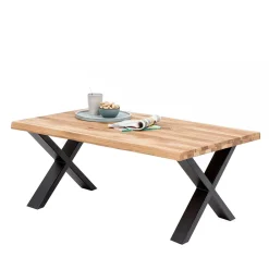 Wohnen X-Fuß Sofatisch mit Live Edge Holzplatte - Riconia