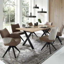 Wohnen X-Fuß Tisch & Drehstühle Set - Niam (siebenteilig)