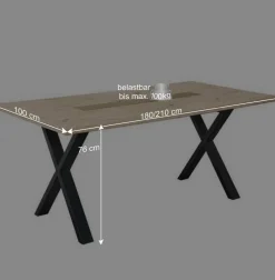 Wohnen X-Fuß Tisch & Drehstühle Set - Niam (siebenteilig)