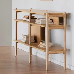 Wohnen Naturholzmöbel|Massivholzmöbel*140x81x36 4 Fächer Regal in modernem Design - Ulapos