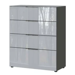Wohnen Kommoden|Flurkommoden*83x102x42 4 Schubladen Kommode mit Glas Front - Ruudy