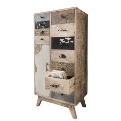 Wohnen Shabby Chic Möbel*55x110x33 Altholz Hochkommode mit 11 Schubladen - Conville