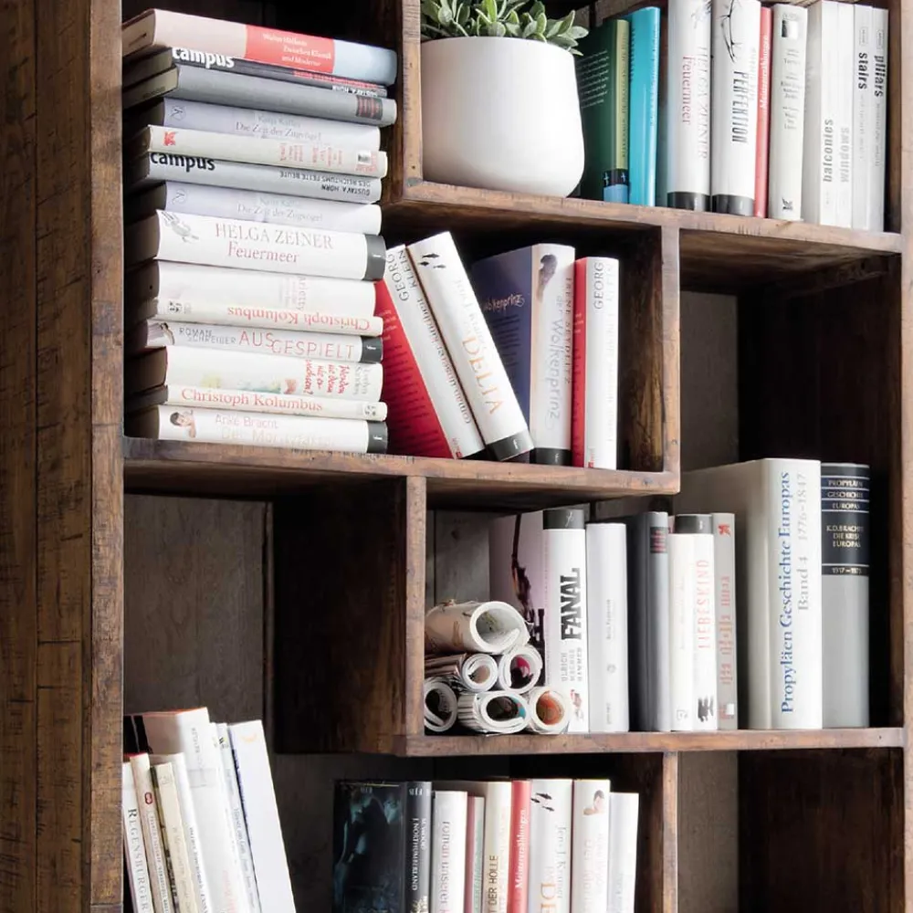 Wohnen Esszimmerregale|Regale*90x190x35 Altholz Regal mit acht Fächern - Bahiro