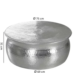 Wohnen Designermöbel*75x31x75 Alu Couchtisch in Silber - Cremo