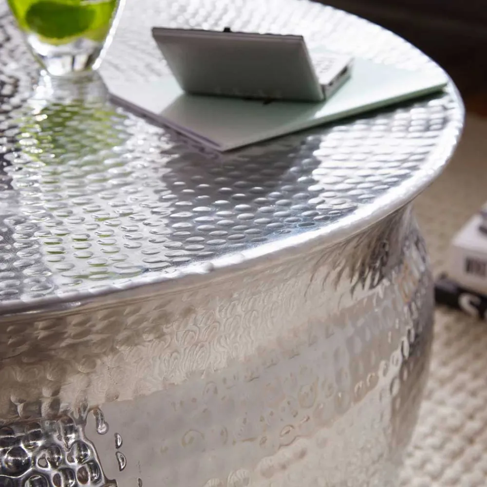 Wohnen Designermöbel*75x31x75 Alu Couchtisch in Silber - Cremo