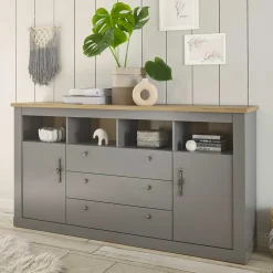 Wohnen 198x104x44 Anrichte in Lichtgrau & Eiche Optik - Buleta