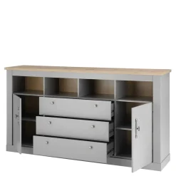 Wohnen 198x104x44 Anrichte in Lichtgrau & Eiche Optik - Buleta