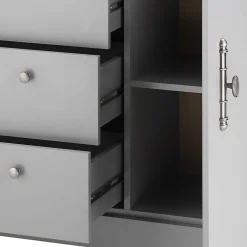 Wohnen 198x104x44 Anrichte in Lichtgrau & Eiche Optik - Buleta