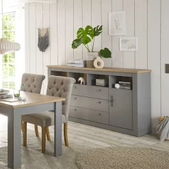 Wohnen 198x104x44 Anrichte in Lichtgrau & Eiche Optik - Buleta