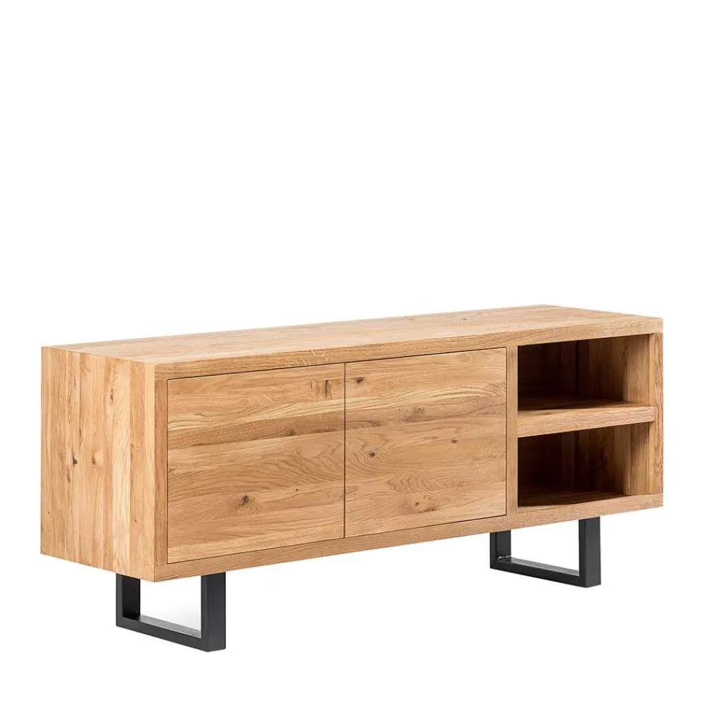 Wohnen Schwarze Möbel|Loft Möbel*180x75x45 Asteiche Sideboard mit Metallfüßen - Ventida