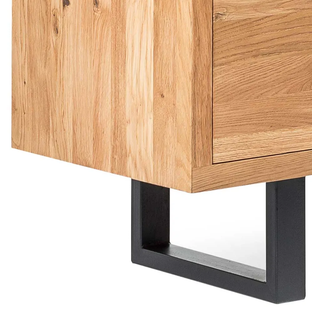 Wohnen Schwarze Möbel|Loft Möbel*180x75x45 Asteiche Sideboard mit Metallfüßen - Ventida