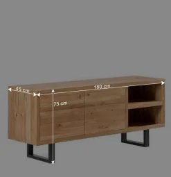 Wohnen Schwarze Möbel|Loft Möbel*180x75x45 Asteiche Sideboard mit Metallfüßen - Ventida