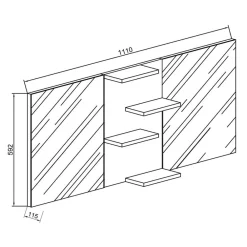 Wohnen Spiegel|Flurspiegel*112x59x12 Bad Doppelspiegel mit Mittelregal - Cazryn
