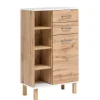 Wohnen Flurkommoden*67x115x35 Bad Highboard in Eiche NB & Weiß - Voinla