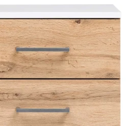 Wohnen Flurkommoden*67x115x35 Bad Highboard in Eiche NB & Weiß - Voinla