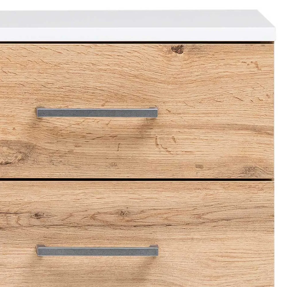 Wohnen Flurkommoden*67x115x35 Bad Highboard in Eiche NB & Weiß - Voinla