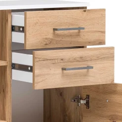 Wohnen Flurkommoden*67x115x35 Bad Highboard in Eiche NB & Weiß - Voinla