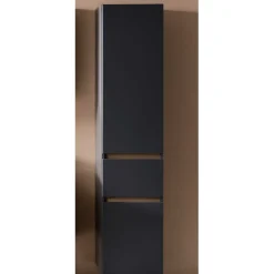 Wohnen 40x185x35 Bad Hochschrank in Grau mit Wildeiche - Agiruan