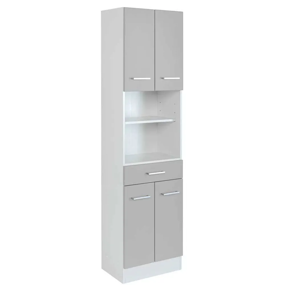 Wohnen Badschränke*50x190x35 Bad Hochschrank in Hellgrau & Weiß - Girios