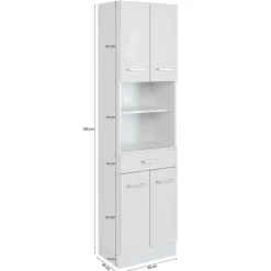 Wohnen Badschränke*50x190x35 Bad Hochschrank in Hellgrau & Weiß - Girios