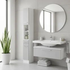 Wohnen 25x190x35 Bad Hochschrank in hellem Grau - Girios I