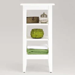 Wohnen 42x85x31 Bad Regal aus Kiefer in Weiß lasiert - Lousias