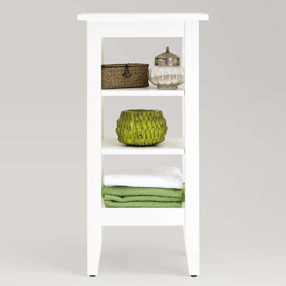 Wohnen 42x85x31 Bad Regal aus Kiefer in Weiß lasiert - Lousias