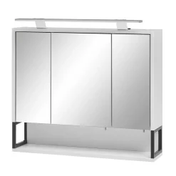 Wohnen 70x68x16 Bad Spiegelschrank aus Stahl in Weiß - Ismilav