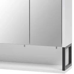 Wohnen 70x68x16 Bad Spiegelschrank aus Stahl in Weiß - Ismilav
