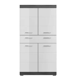 Wohnen Badschränke*74x141x31 Badezimmer Highboard mit 4 Türen & Schublade - Nancys