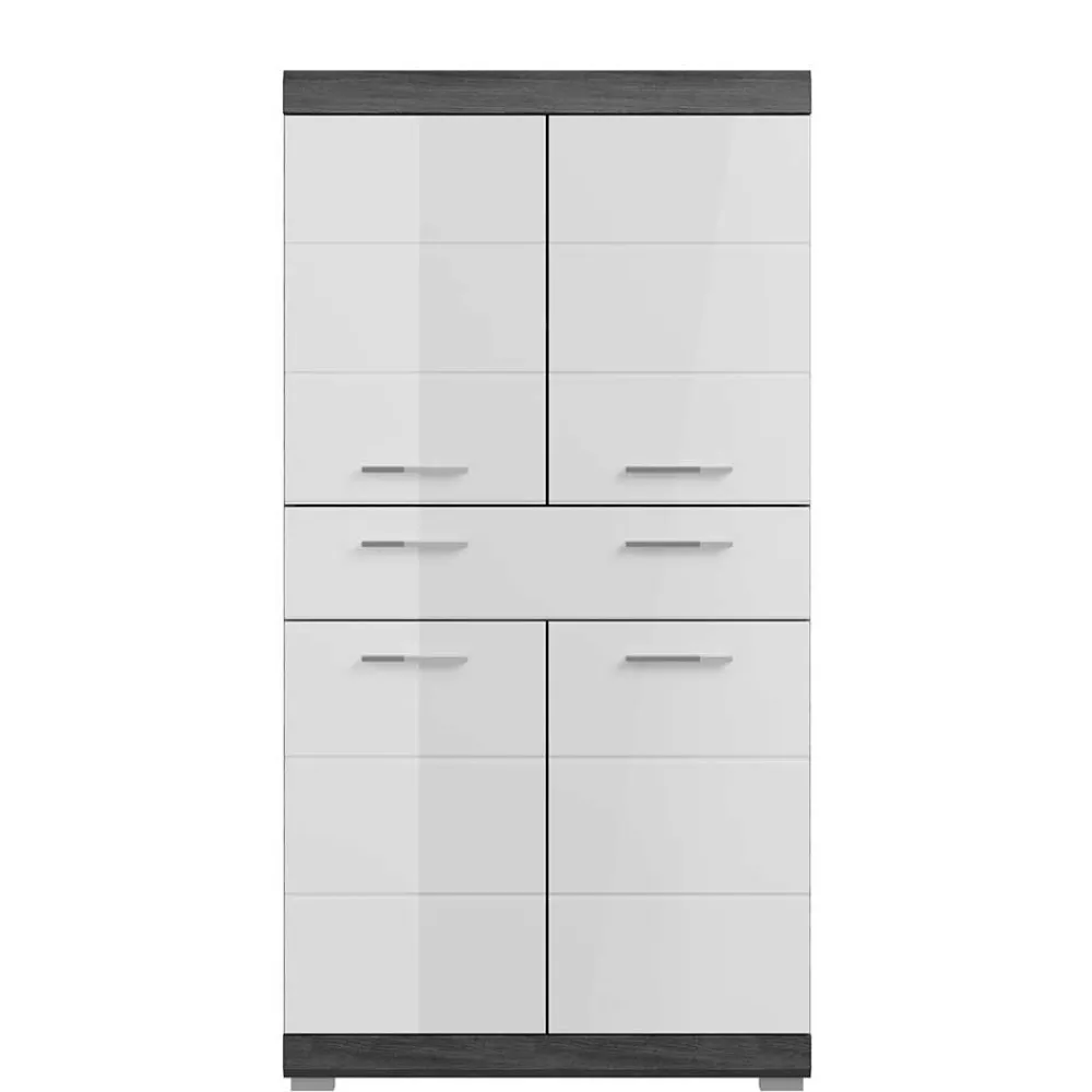 Wohnen Badschränke*74x141x31 Badezimmer Highboard mit 4 Türen & Schublade - Nancys