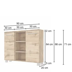 Wohnen Badschränke*90x66x20 Badschrank in Dekor Wildeiche - Lemnas