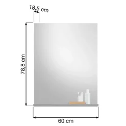 Wohnen Spiegel|Flurspiegel*60x79x19 Badspiegel mit Ablage in Grau - Nancys