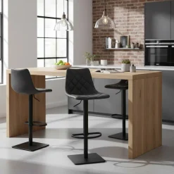 Wohnen 43x110x50 Barhocker mit Lehne in Schwarz - Speranza