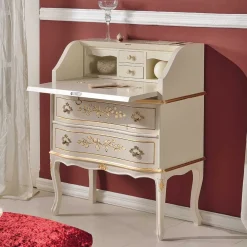 Wohnen Weiße Möbel|Esszimmerschränke*75x88x35 Barock Sekretär in Weiß & Gold - Iviada