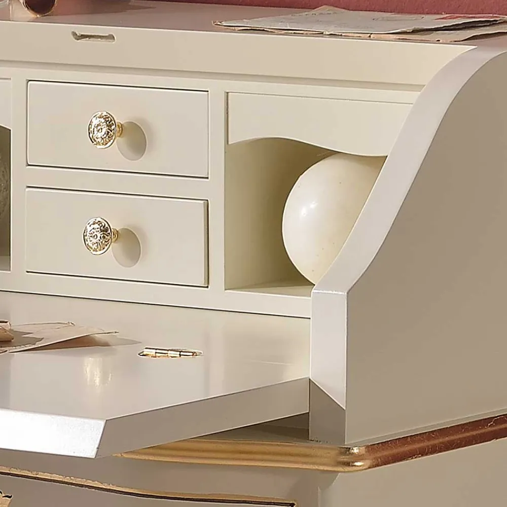 Wohnen Weiße Möbel|Esszimmerschränke*75x88x35 Barock Sekretär in Weiß & Gold - Iviada