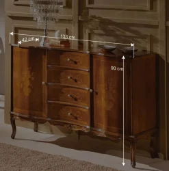 Wohnen 133x90x42 Barock Sideboard in Nussbaumfarben - Motiz