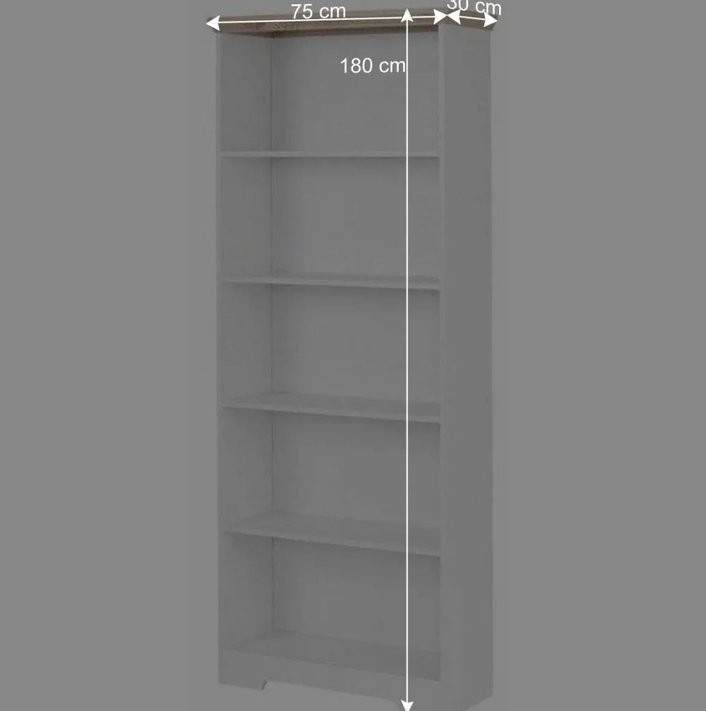 Wohnen Wohnzimmerschränke|Esszimmerregale*75x180x30 Bücher Regal mit fünf Fächern - Akedra