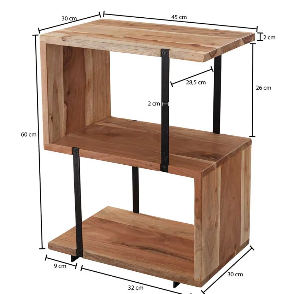 Wohnen Massivholzmöbel|Küchentische*45x60x30 Beistelltisch Regal in Akazie - Matic