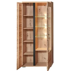 Wohnen 90x203x38 Beleuchtete Vitrine teilmassiv - Mattadore