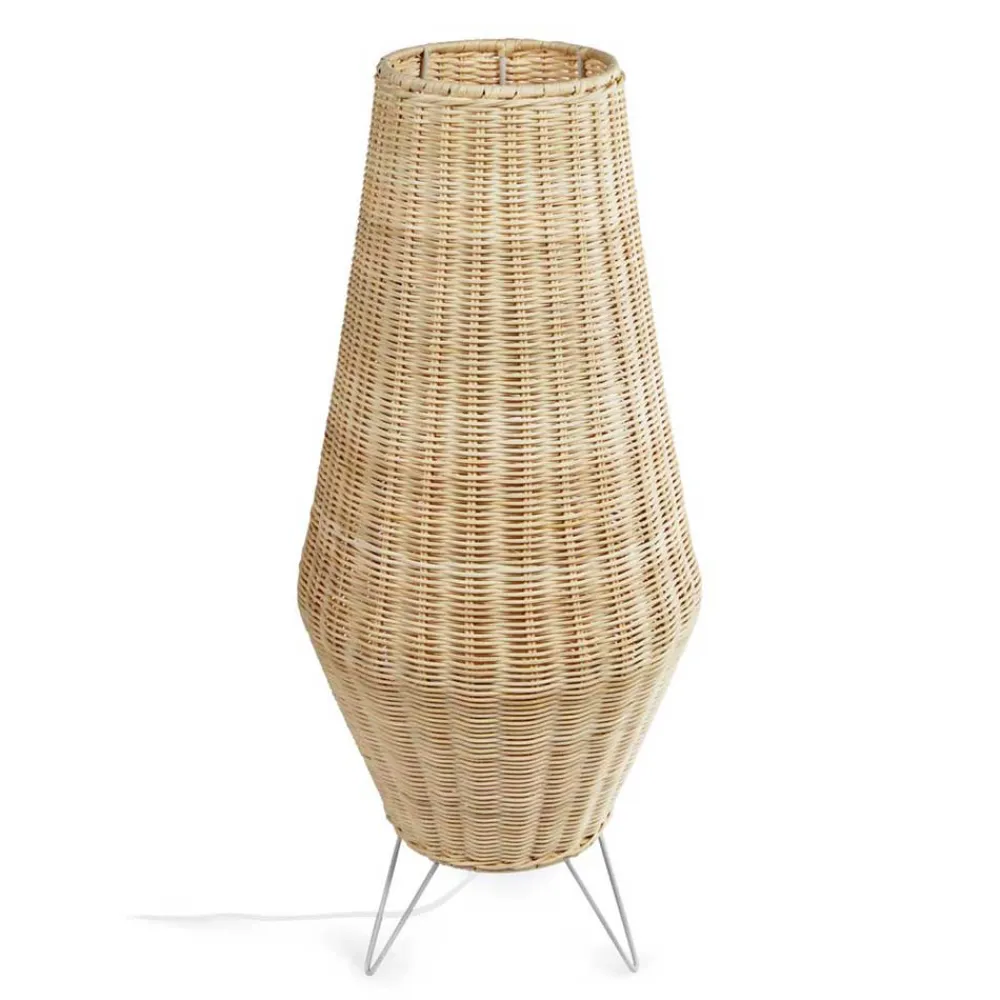 Wohnen 30x70x30 Bodenleuchte aus Rattan Geflecht in Beige - Jannios