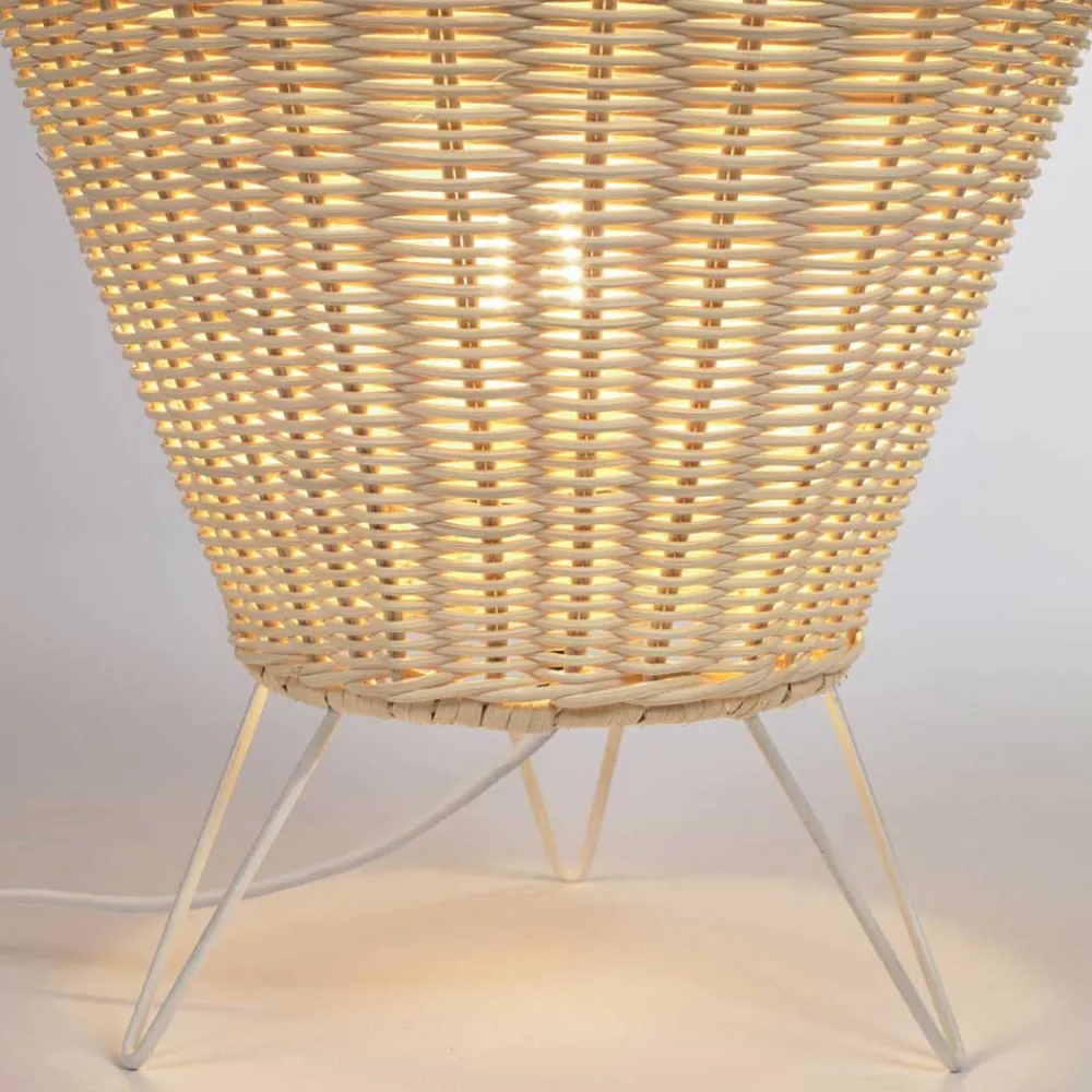 Wohnen 30x70x30 Bodenleuchte aus Rattan Geflecht in Beige - Jannios