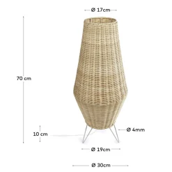 Wohnen 30x70x30 Bodenleuchte aus Rattan Geflecht in Beige - Jannios
