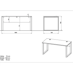 Wohnen Bürotische*158x75x79 Büro Arbeitstisch zweifarbig - Situatica