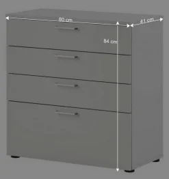 Wohnen Sideboards & Kommoden|Sideboards & Kommoden*80x84x41 Büro Kommode in Lichtgrau - Bowsla