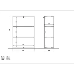 Wohnen 80x120x37 Büroschränke & Büroregal - Laszlo (dreiteilig)